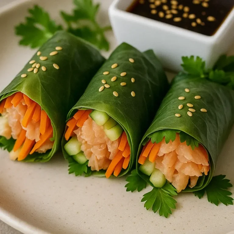 Spinach and Salmon Salad Rolls