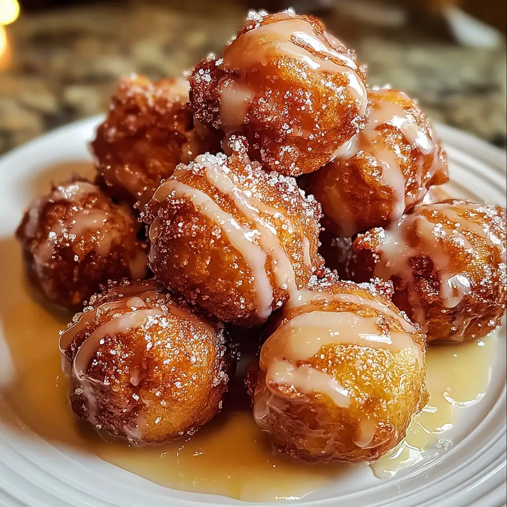 Warm Cinnamon Glazed Apple Fritter Bites
