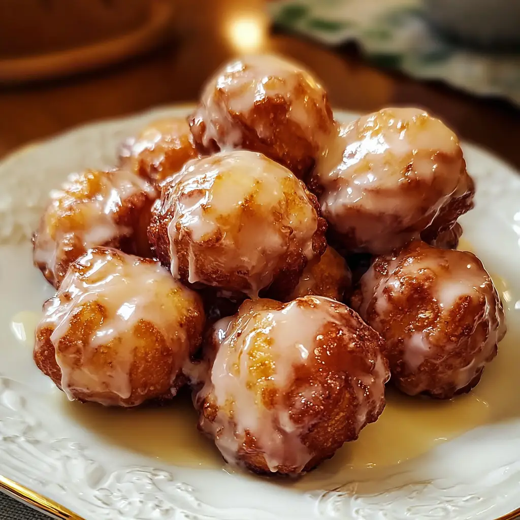 Warm Cinnamon Glazed Apple Fritter Bites