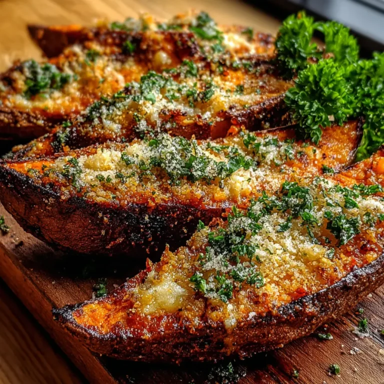 Garlic Parmesan Sweet Potato Wedges