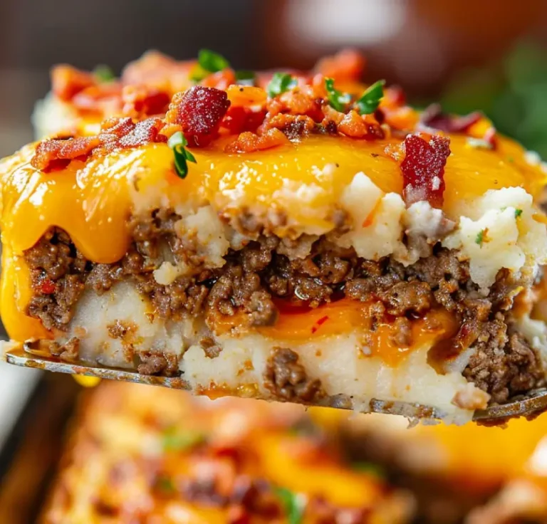 Meatloaf with Mashed Potatoes and Cheese