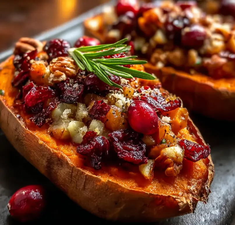Cranberry Apple Twice Baked Sweet Potatoes