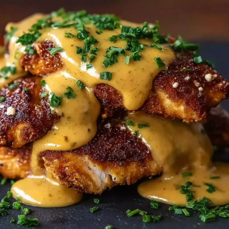 pretzel chicken with mustard cheddar sauce