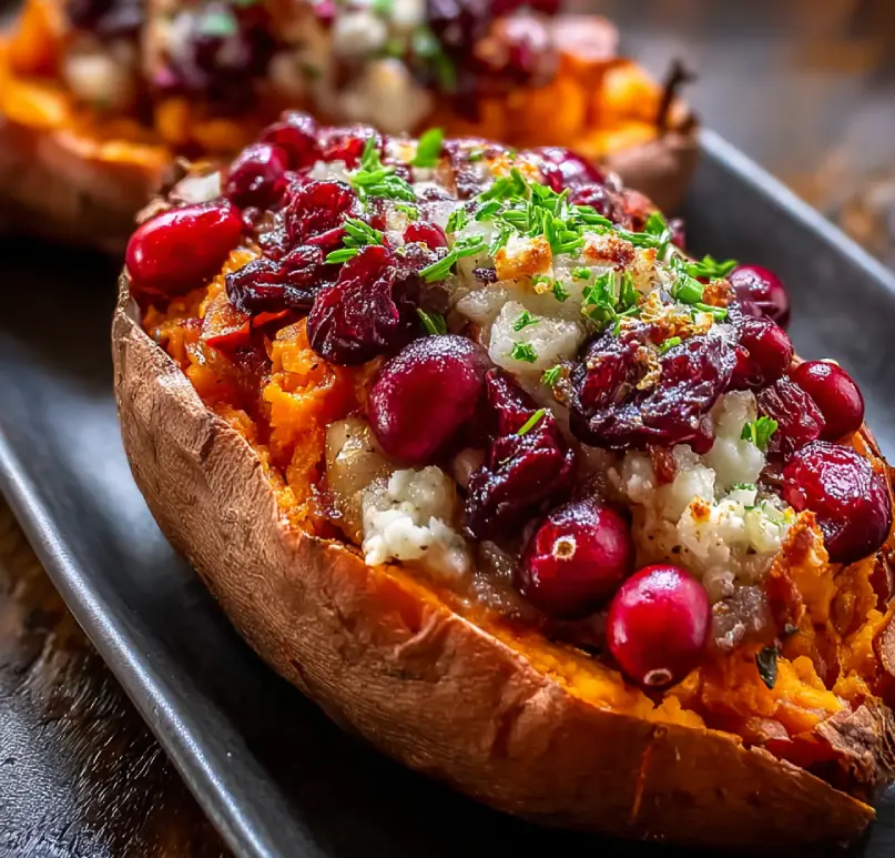 Cranberry Apple Twice Baked Sweet Potatoes