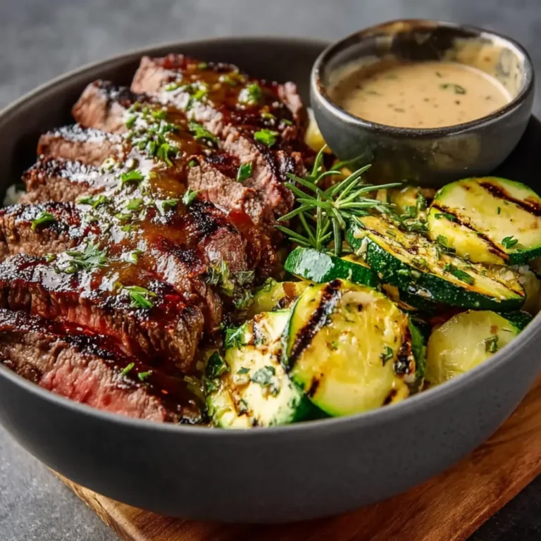 grilled steak and zucchini bowl