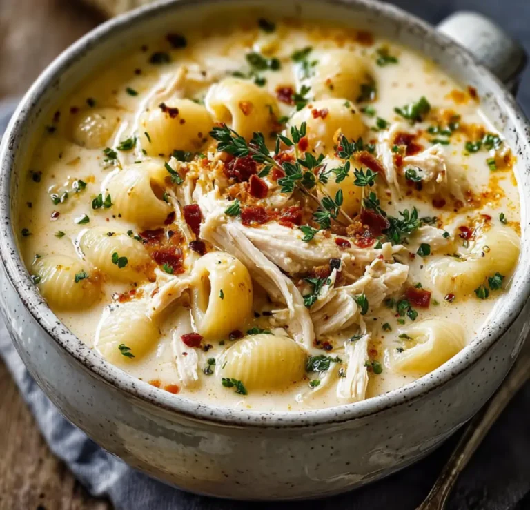 Creamy Chicken Macaroni Cheese Soup