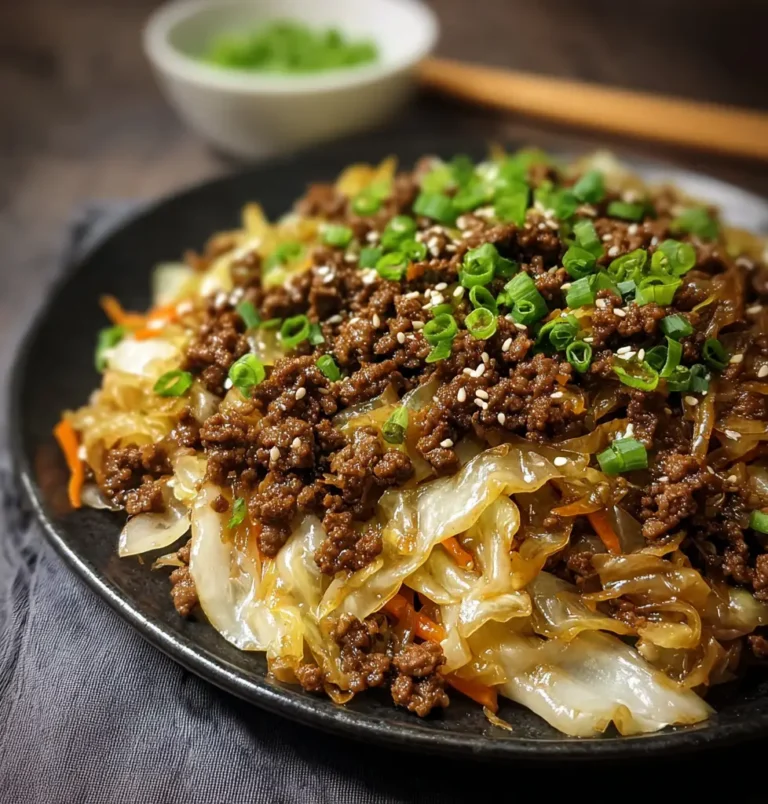 Low-Carb Mongolian Ground Beef & Cabbage