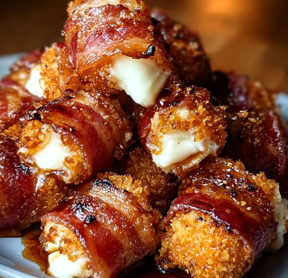 Crispy Bacon & Mozzarella Poppers With Glaze