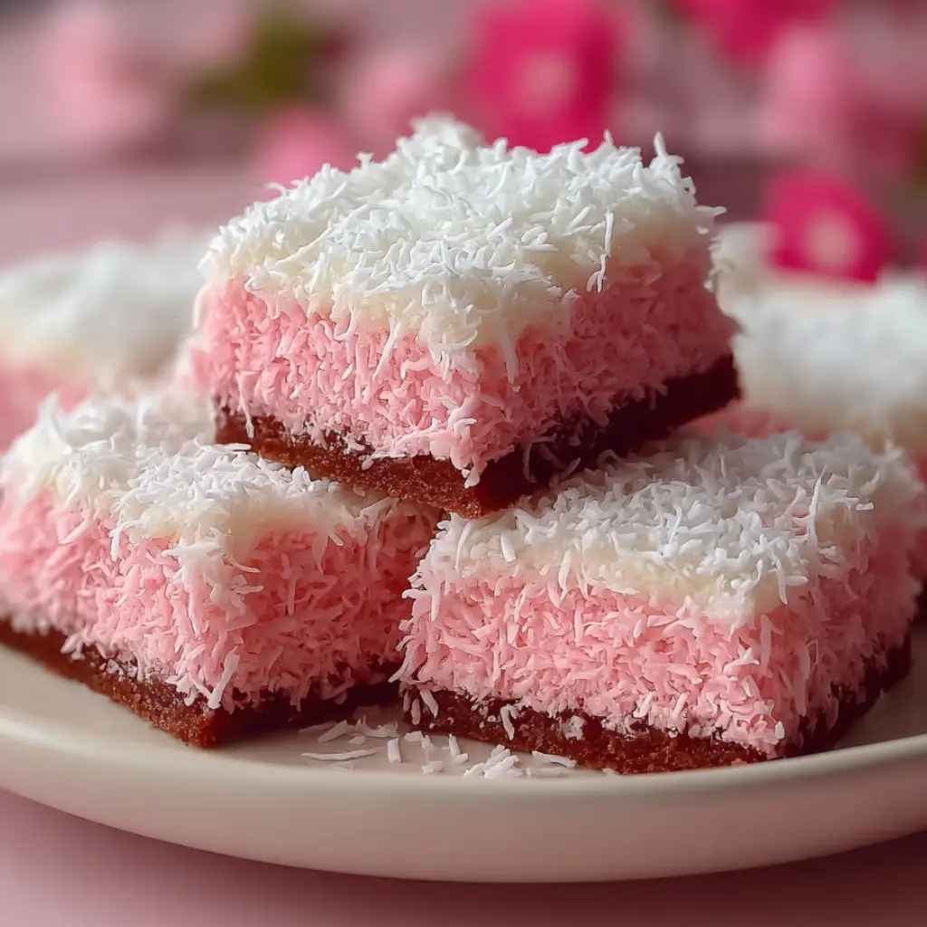 Pink Coconut Snowball Cake Bars