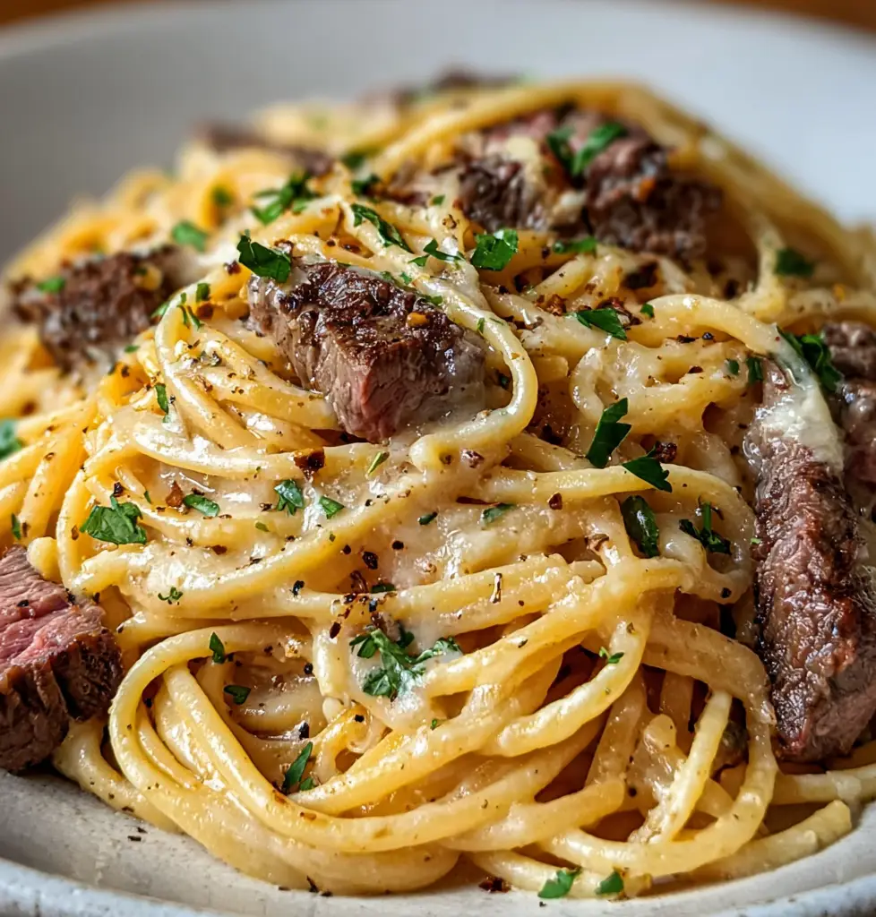 Creamy Cowboy Butter Linguine with Steak Bites & Spinach
