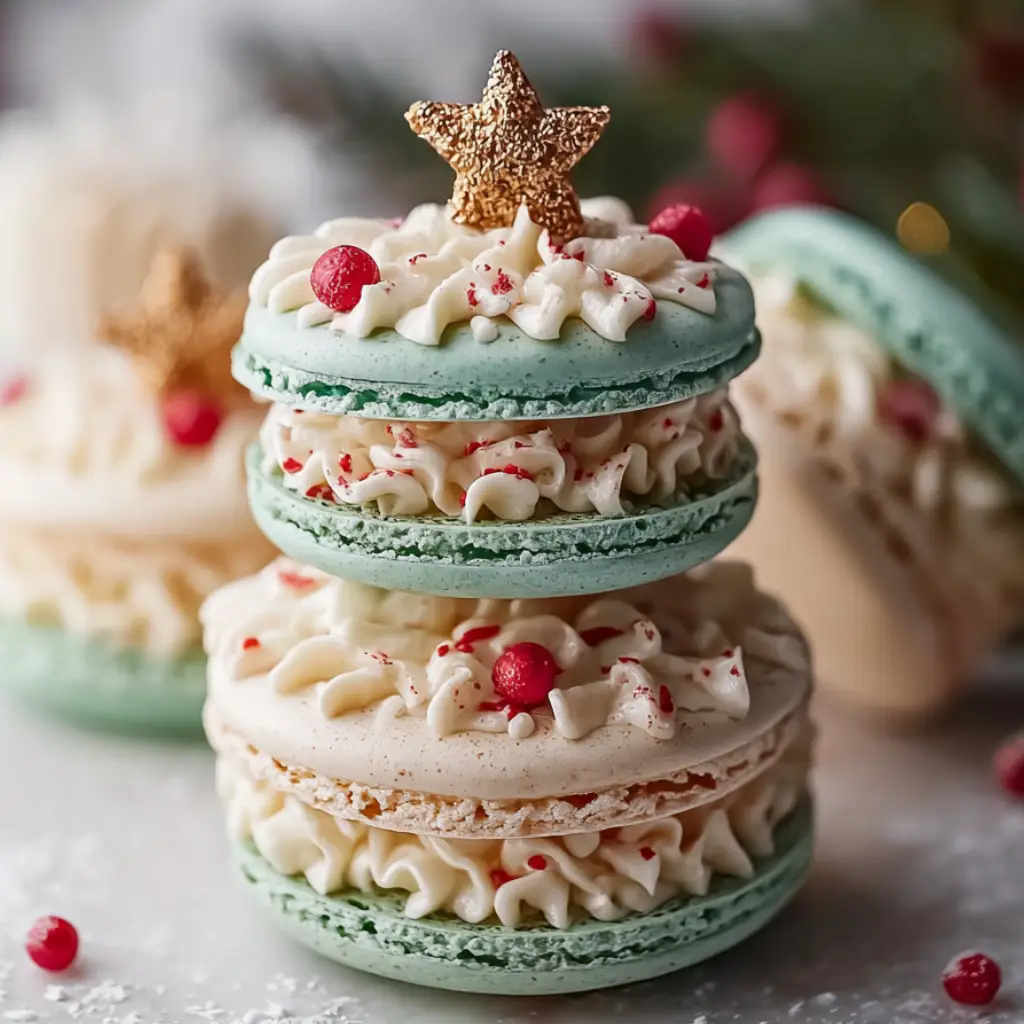 Christmas Tree Cake Macarons