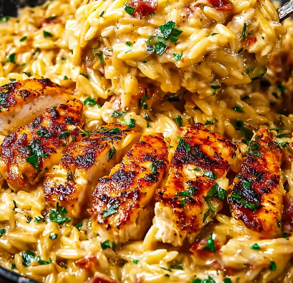 One-Pot Cajun Chicken Alfredo Orzo