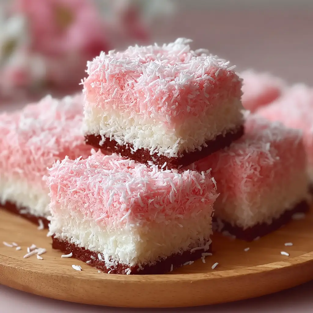 Pink Coconut Snowball Cake Bars
