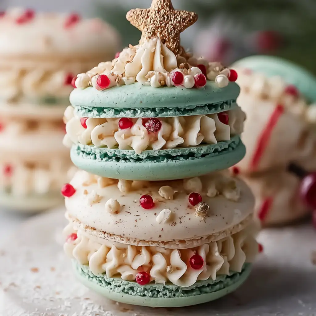 Christmas Tree Cake Macarons